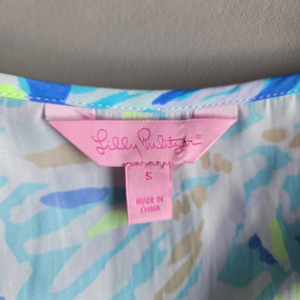 Lilly Pulitzer Deanna Blue Tropical Print Romper S Resort Preppy Coastal Summer - Picture 6 of 10